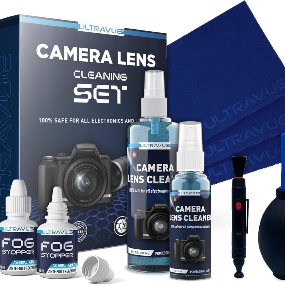 ULTRAVUE’s Ultimate Camera Lens Cleaning Kit –Camera Lens Cleaner, Lens Pen, Fog Stopper, and Microfiber Cloths - Camera Cleaning Kit - Lens Blower for DSLR & Digital Camera Accessories Camera Kit